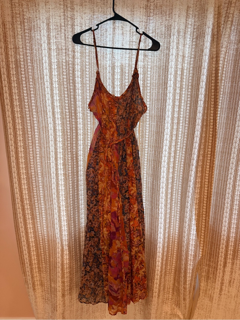 Free People Floral Spaghetti-Strap Maxi Dress in Orange and Purple